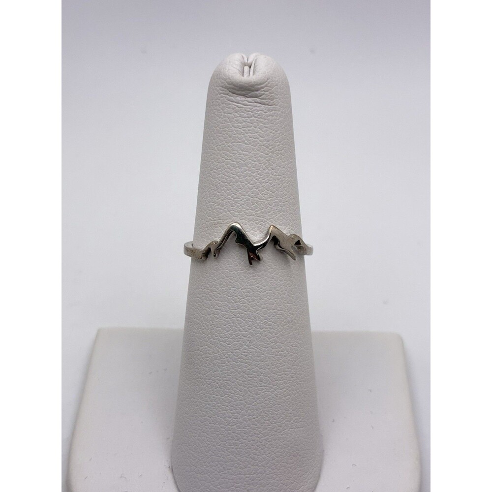 Mountain Range Sterling Silver Thin Band Ring Size 6